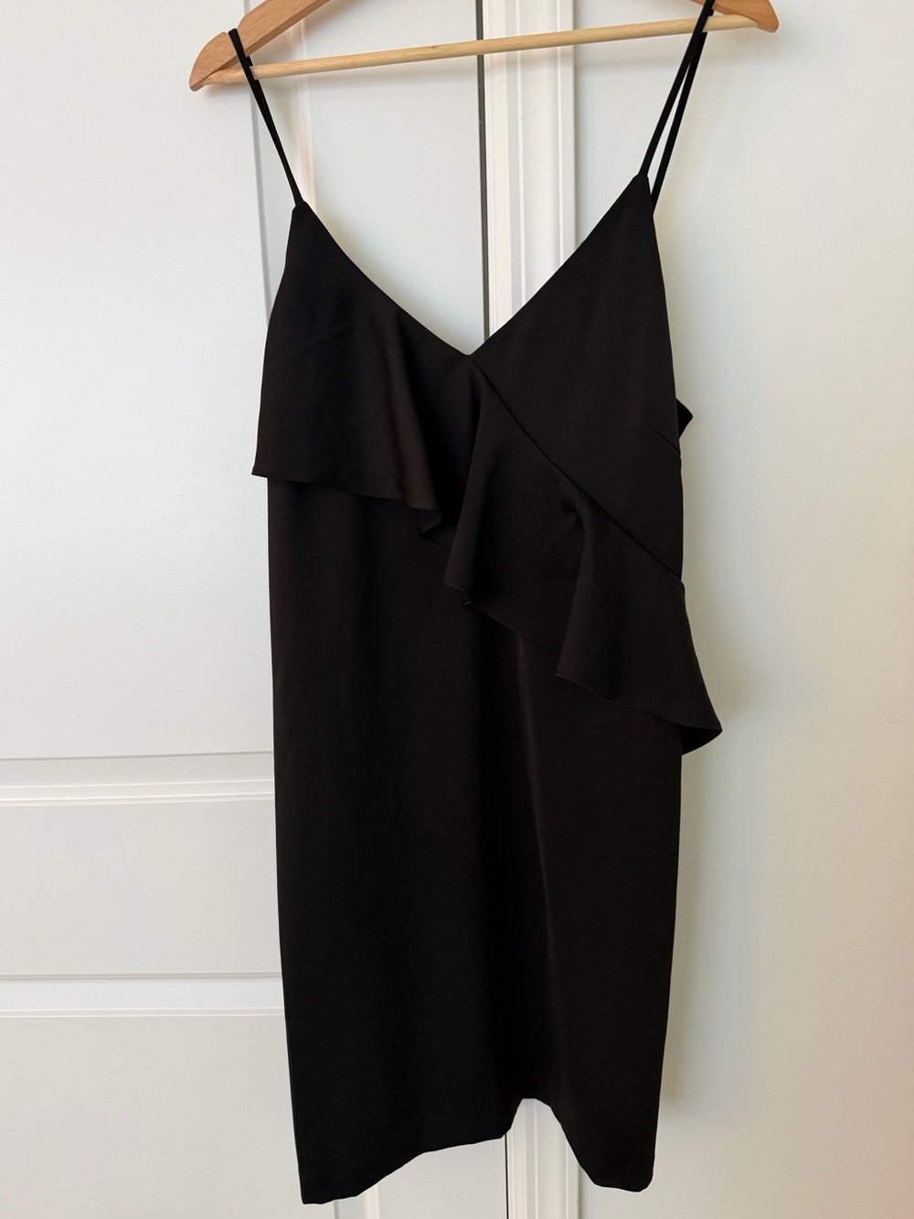 Chelsea28 Black Ruffle Slip Dress - Women's Elegant V-Neck– Size Medium
